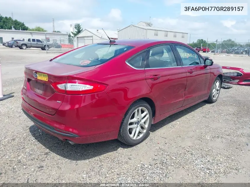 2016 Ford Fusion Se VIN: 3FA6P0H77GR289157 Lot: 42759628