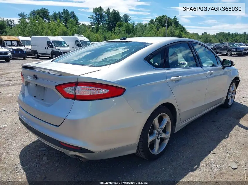 2016 Ford Fusion S VIN: 3FA6P0G74GR368030 Lot: 42765140
