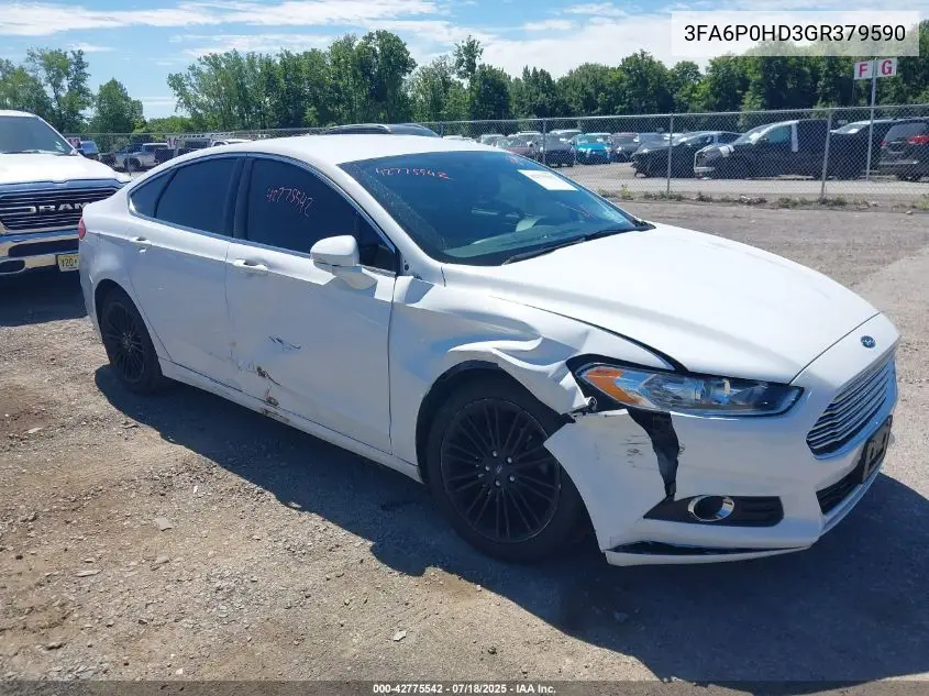 2016 Ford Fusion Se VIN: 3FA6P0HD3GR379590 Lot: 42775542