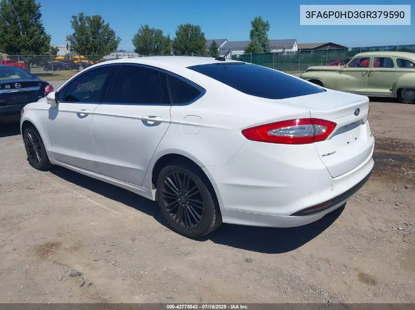 2016 Ford Fusion Se VIN: 3FA6P0HD3GR379590 Lot: 42775542