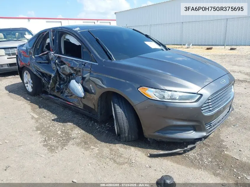 2016 Ford Fusion Se VIN: 3FA6P0H75GR375695 Lot: 42803205
