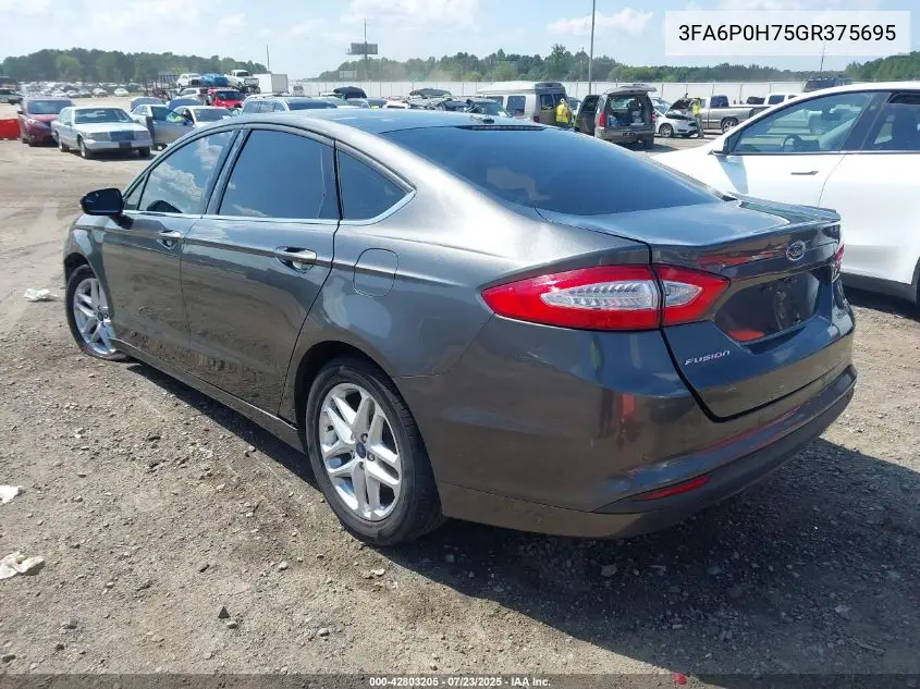 2016 Ford Fusion Se VIN: 3FA6P0H75GR375695 Lot: 42803205