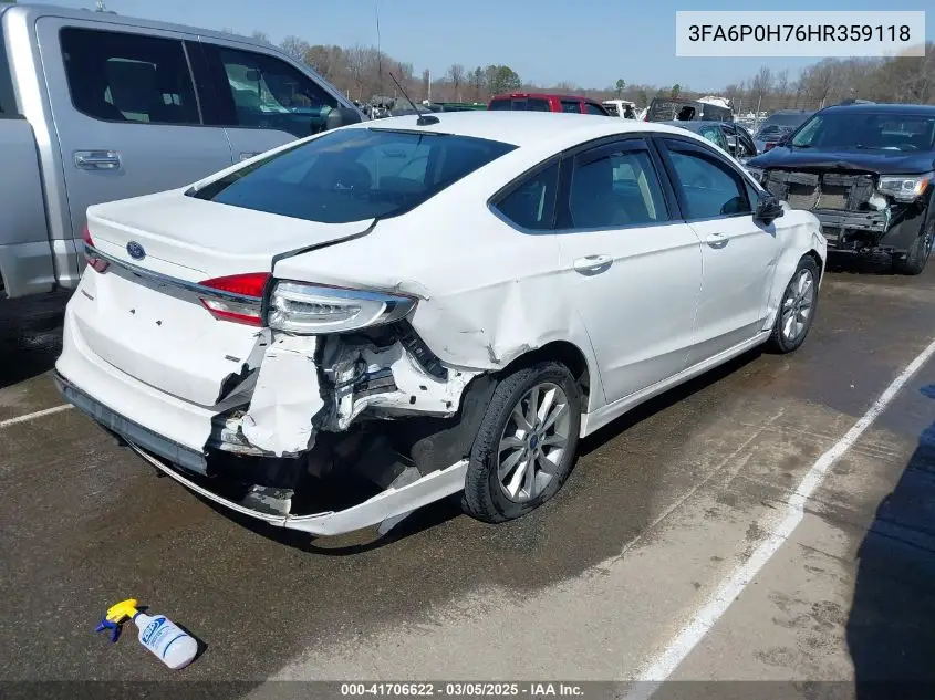 2017 Ford Fusion Se VIN: 3FA6P0H76HR359118 Lot: 41706622