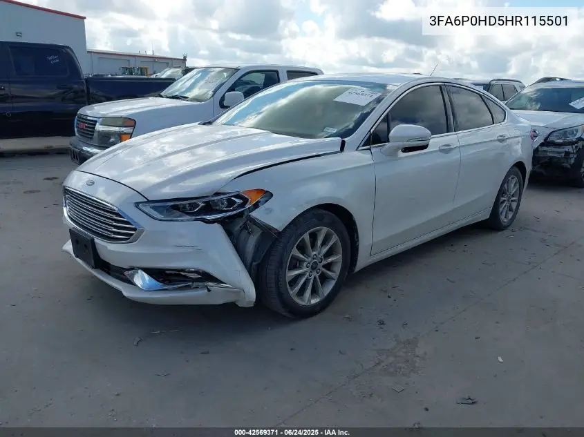 2017 Ford Fusion Se VIN: 3FA6P0HD5HR115501 Lot: 42569371