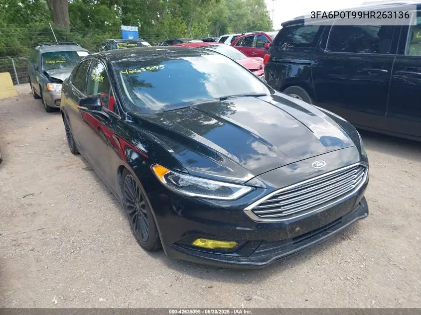 2017 Ford Fusion Se VIN: 3FA6P0T99HR263136 Lot: 42635095