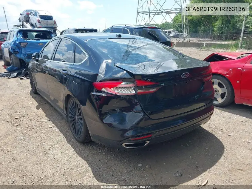 2017 Ford Fusion Se VIN: 3FA6P0T99HR263136 Lot: 42635095
