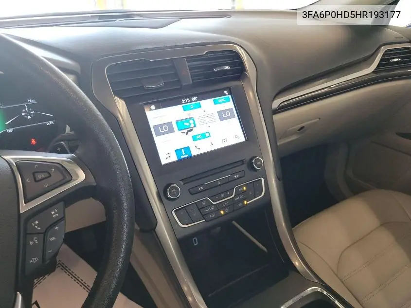 2017 Ford Fusion Se VIN: 3FA6P0HD5HR193177 Lot: 42639240