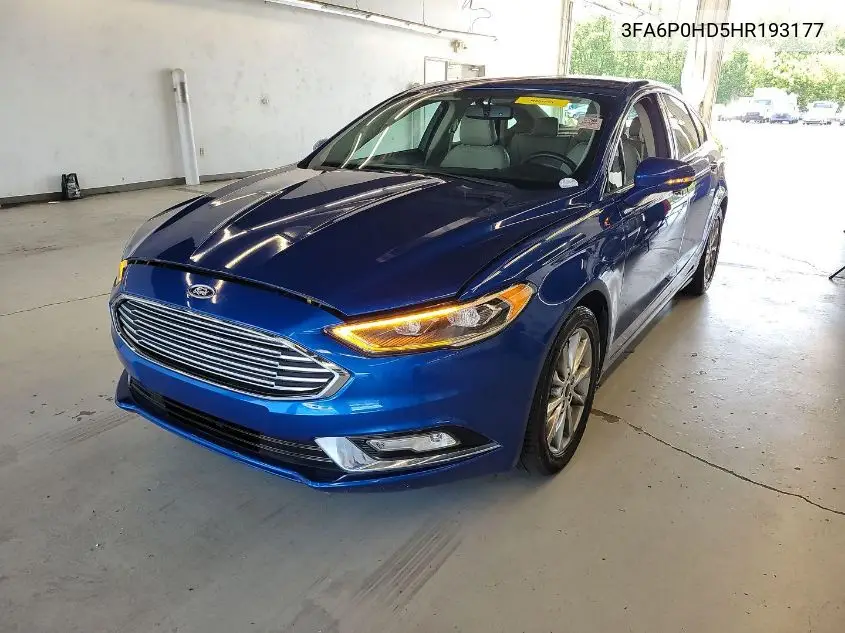 2017 Ford Fusion Se VIN: 3FA6P0HD5HR193177 Lot: 42639240