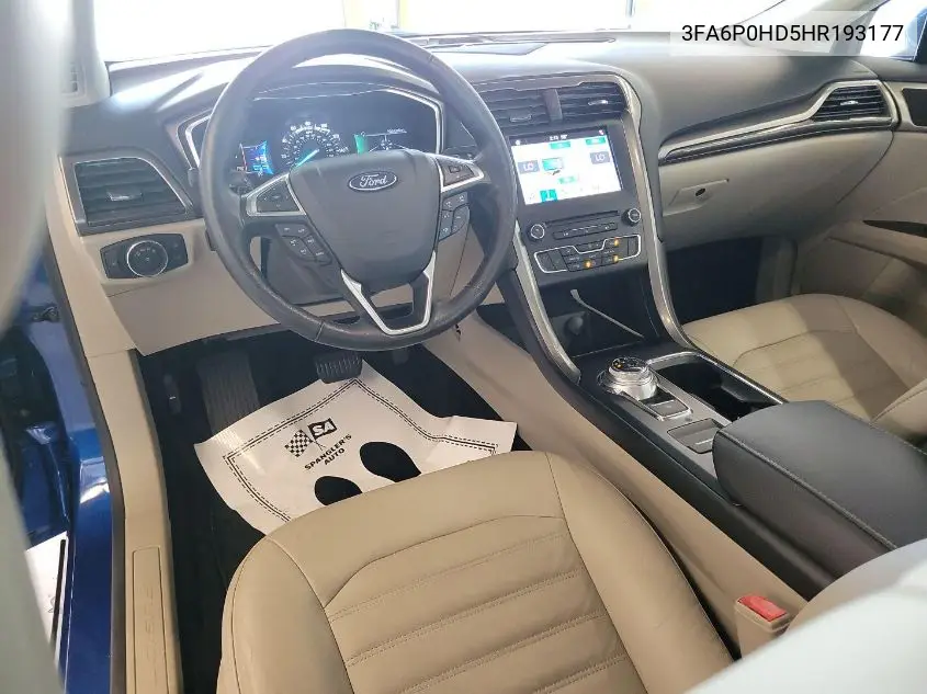 2017 Ford Fusion Se VIN: 3FA6P0HD5HR193177 Lot: 42639240