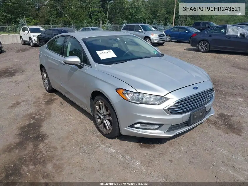 2017 Ford Fusion Se VIN: 3FA6P0T90HR243521 Lot: 42704179