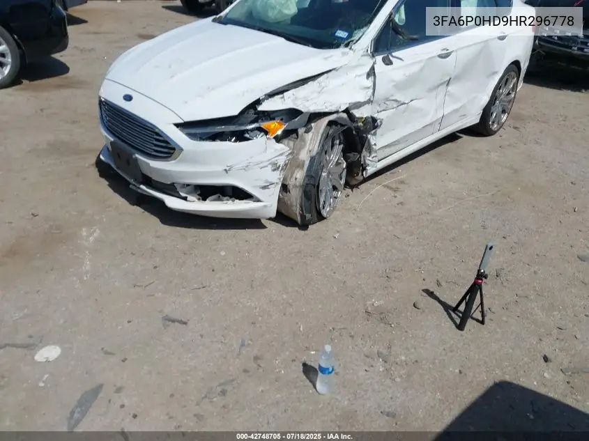 2017 Ford Fusion Se VIN: 3FA6P0HD9HR296778 Lot: 42748705
