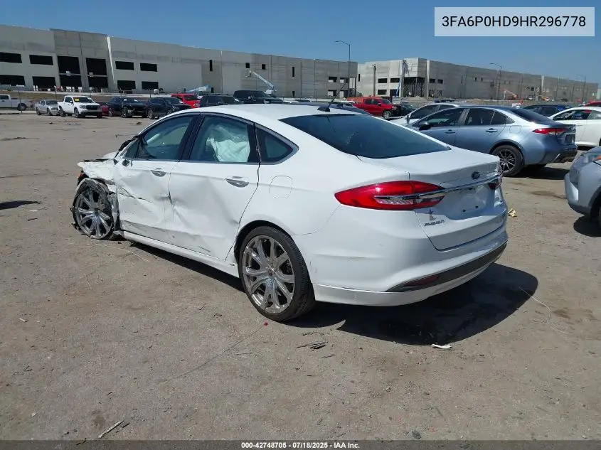 2017 Ford Fusion Se VIN: 3FA6P0HD9HR296778 Lot: 42748705