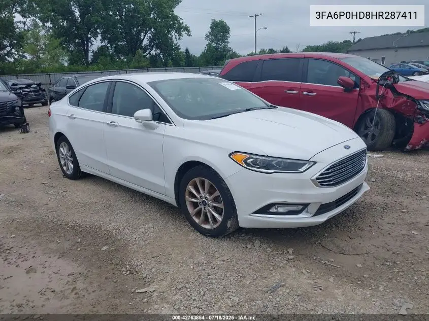 2017 Ford Fusion Se VIN: 3FA6P0HD8HR287411 Lot: 42763854
