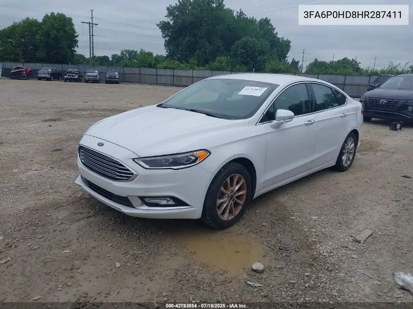 2017 Ford Fusion Se VIN: 3FA6P0HD8HR287411 Lot: 42763854