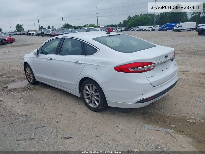 2017 Ford Fusion Se VIN: 3FA6P0HD8HR287411 Lot: 42763854