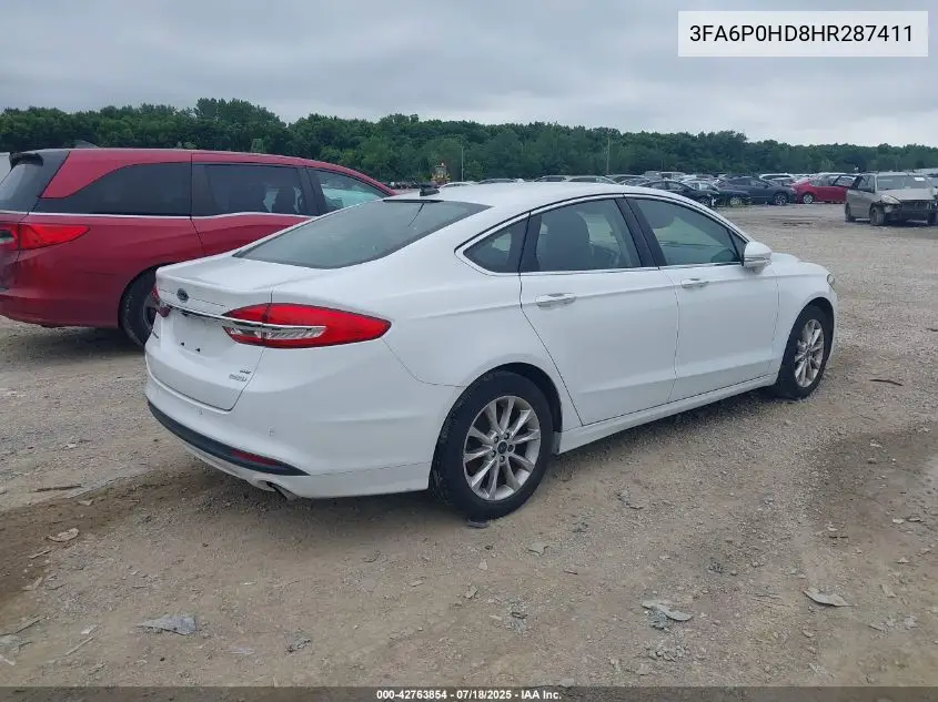 2017 Ford Fusion Se VIN: 3FA6P0HD8HR287411 Lot: 42763854