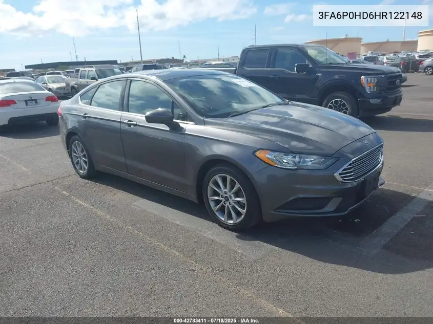 2017 Ford Fusion Se VIN: 3FA6P0HD6HR122148 Lot: 42783411