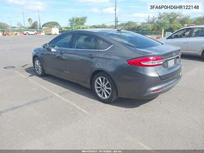2017 Ford Fusion Se VIN: 3FA6P0HD6HR122148 Lot: 42783411