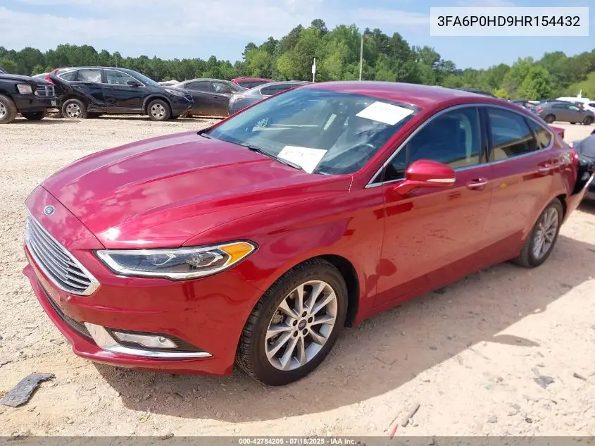 2017 Ford Fusion Se VIN: 3FA6P0HD9HR154432 Lot: 42784205