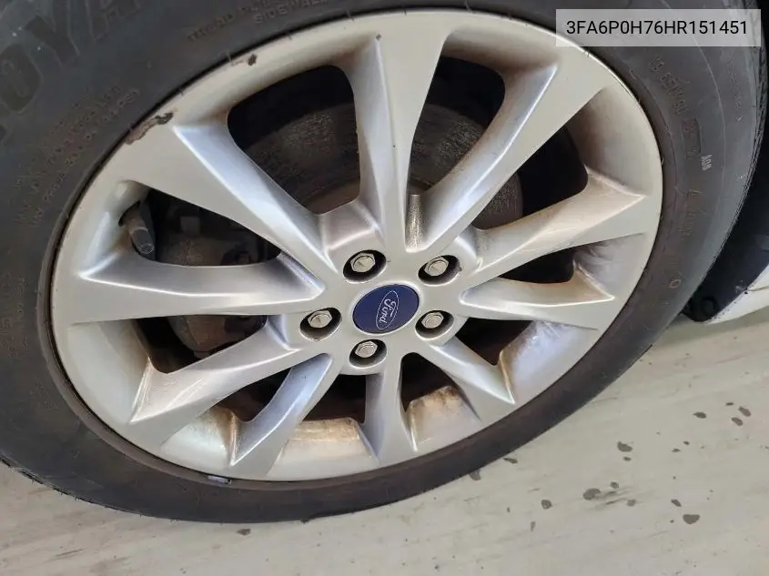 2017 Ford Fusion Se VIN: 3FA6P0H76HR151451 Lot: 42787592