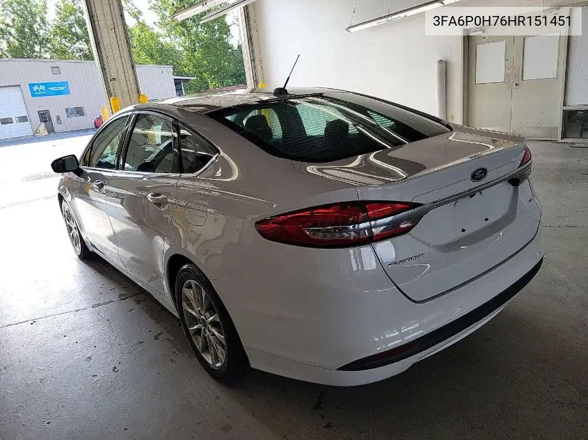 2017 Ford Fusion Se VIN: 3FA6P0H76HR151451 Lot: 42787592
