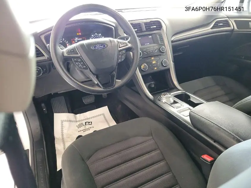 2017 Ford Fusion Se VIN: 3FA6P0H76HR151451 Lot: 42787592