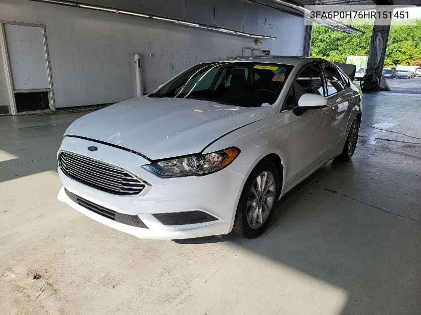 2017 Ford Fusion Se VIN: 3FA6P0H76HR151451 Lot: 42787592