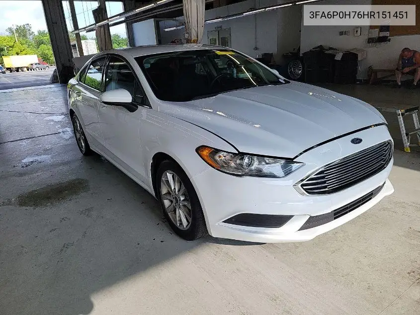 2017 Ford Fusion Se VIN: 3FA6P0H76HR151451 Lot: 42787592