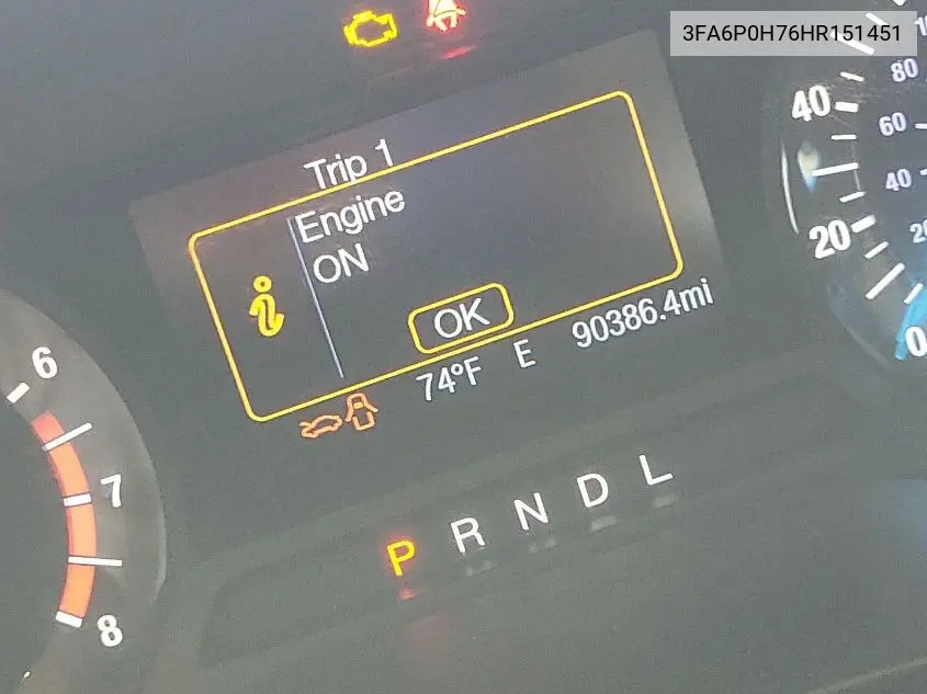 2017 Ford Fusion Se VIN: 3FA6P0H76HR151451 Lot: 42787592