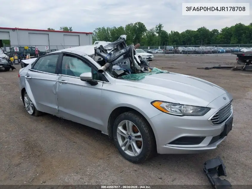 2018 Ford Fusion Se VIN: 3FA6P0HD4JR178708 Lot: 42557617