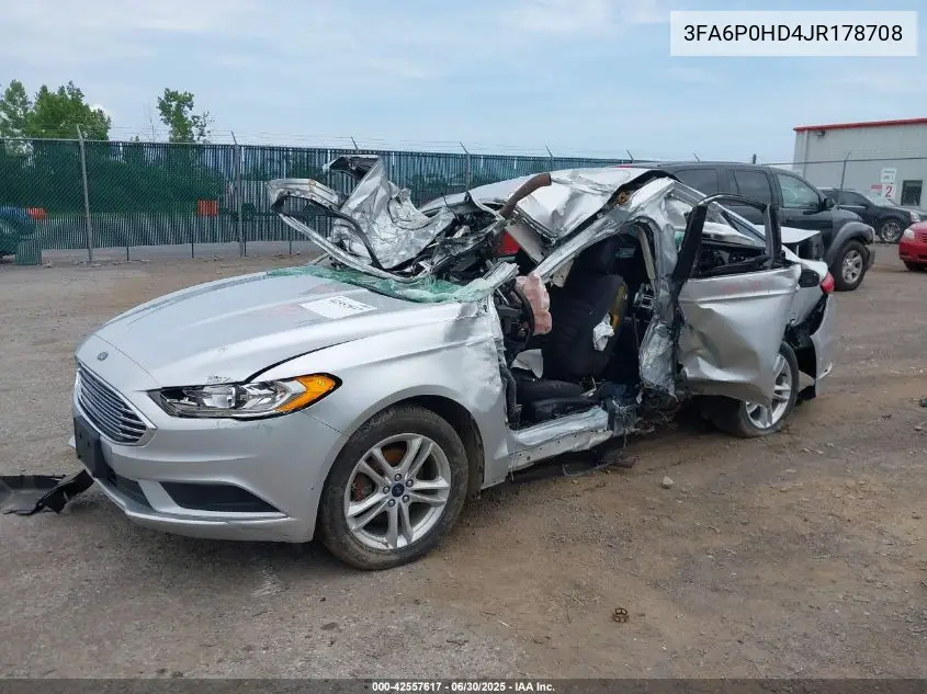 2018 Ford Fusion Se VIN: 3FA6P0HD4JR178708 Lot: 42557617