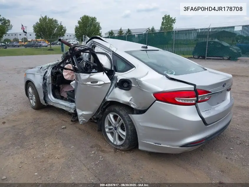 2018 Ford Fusion Se VIN: 3FA6P0HD4JR178708 Lot: 42557617