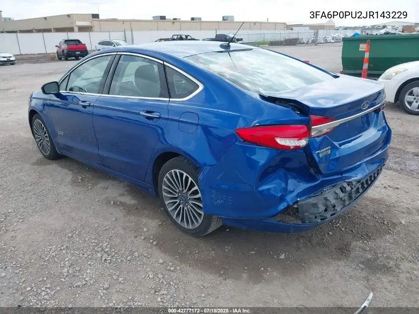 2018 Ford Fusion Energi Se Luxury VIN: 3FA6P0PU2JR143229 Lot: 42777172