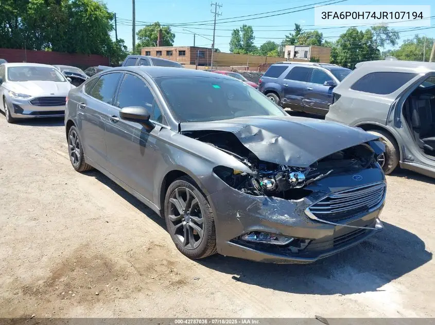 2018 Ford Fusion Se VIN: 3FA6P0H74JR107194 Lot: 42787036