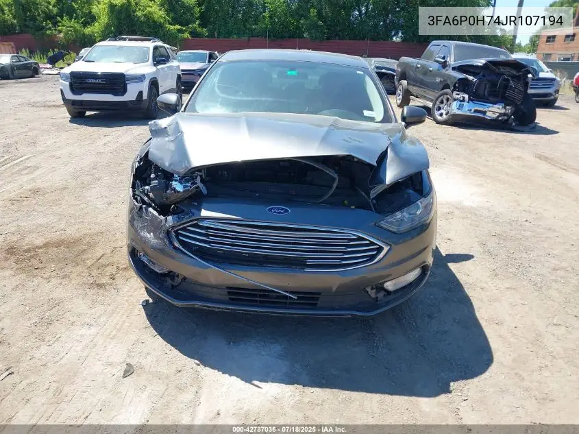 2018 Ford Fusion Se VIN: 3FA6P0H74JR107194 Lot: 42787036