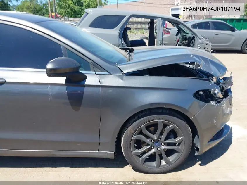 2018 Ford Fusion Se VIN: 3FA6P0H74JR107194 Lot: 42787036