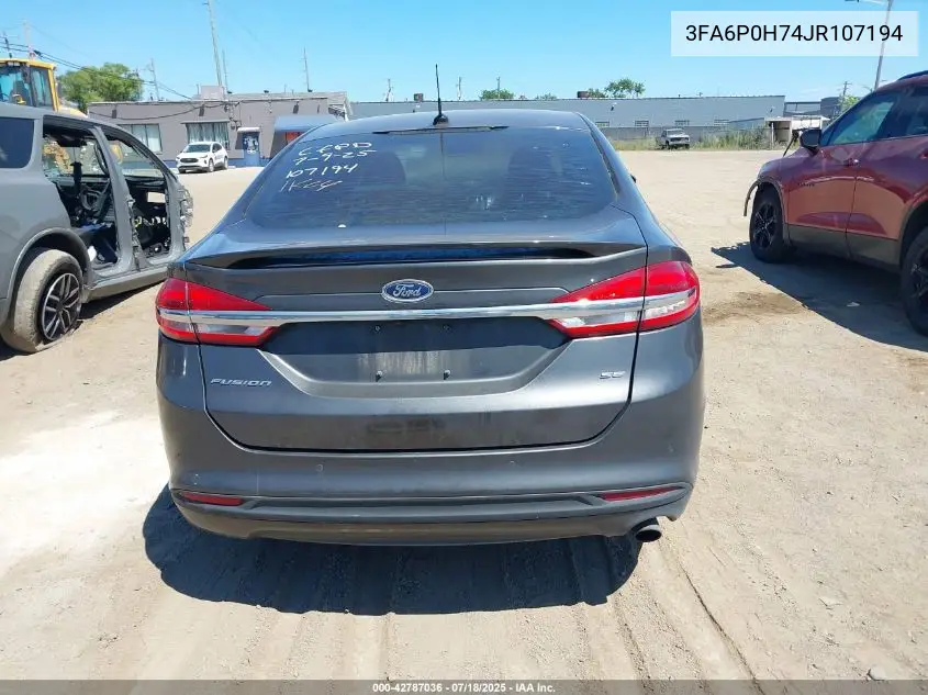 2018 Ford Fusion Se VIN: 3FA6P0H74JR107194 Lot: 42787036