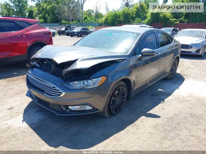2018 Ford Fusion Se VIN: 3FA6P0H74JR107194 Lot: 42787036
