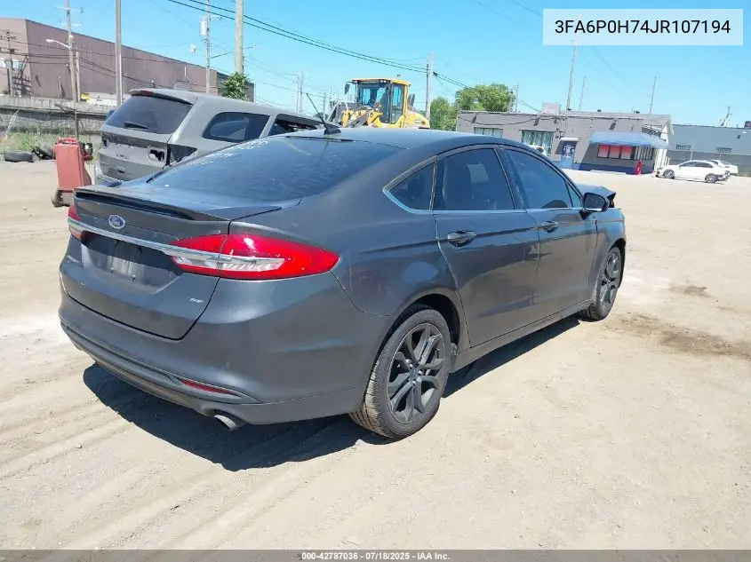 2018 Ford Fusion Se VIN: 3FA6P0H74JR107194 Lot: 42787036