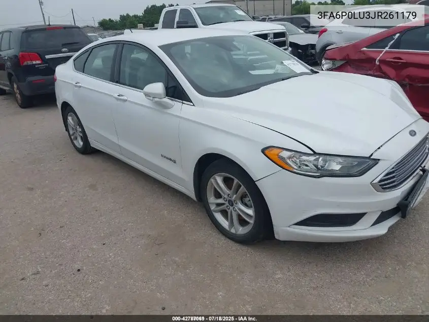 2018 Ford Fusion Hybrid Se VIN: 3FA6P0LU3JR261179 Lot: 42787069