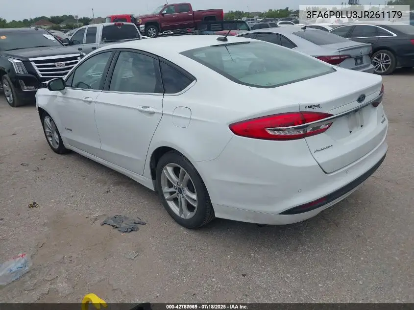 2018 Ford Fusion Hybrid Se VIN: 3FA6P0LU3JR261179 Lot: 42787069