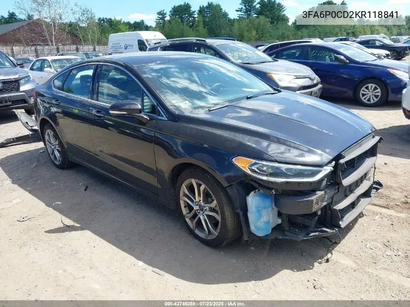 2019 Ford Fusion Sel VIN: 3FA6P0CD2KR118841 Lot: 42746288