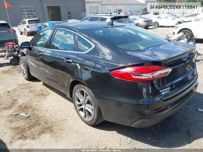 2019 Ford Fusion Sel VIN: 3FA6P0CD2KR118841 Lot: 42746288