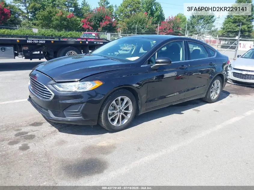 2019 Ford Fusion Se VIN: 3FA6P0HD2KR229141 Lot: 42776145