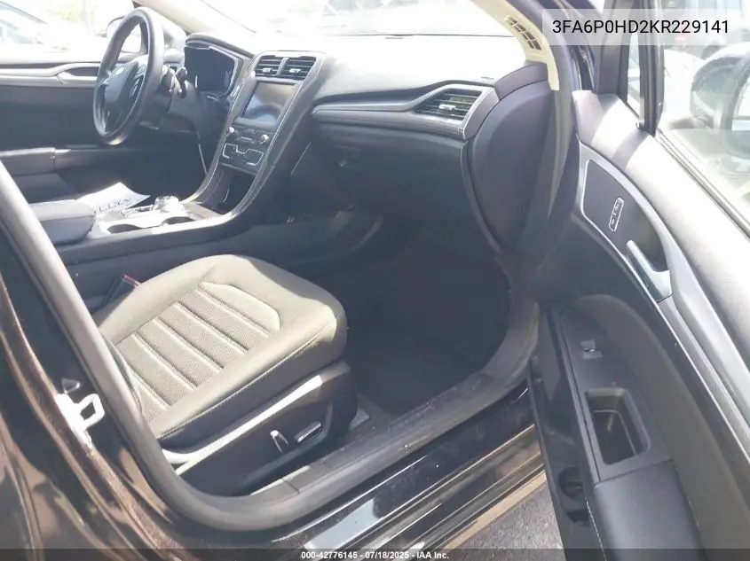 2019 Ford Fusion Se VIN: 3FA6P0HD2KR229141 Lot: 42776145