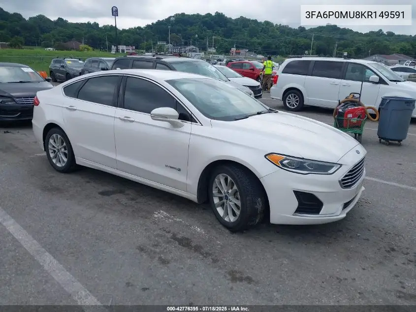 2019 Ford Fusion Hybrid Sel VIN: 3FA6P0MU8KR149591 Lot: 42776395