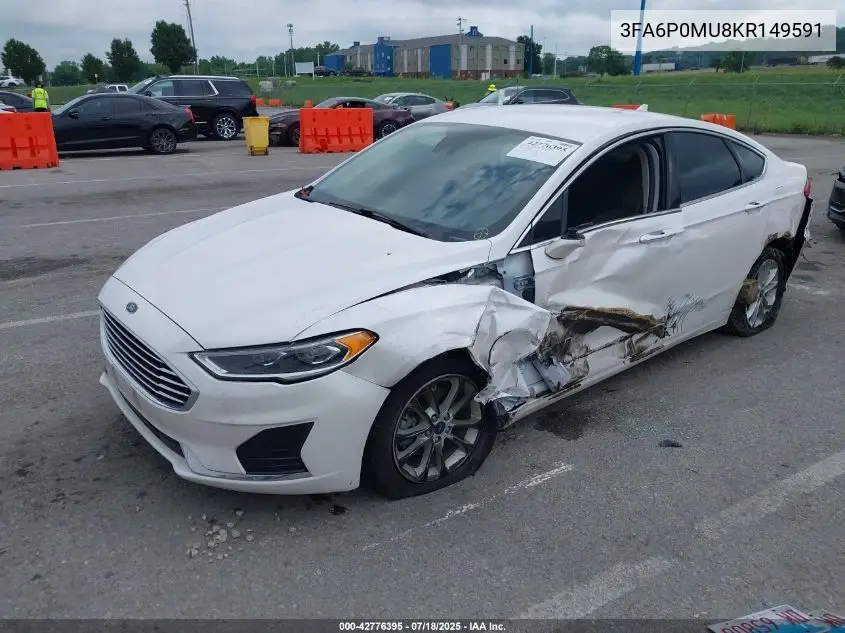 2019 Ford Fusion Hybrid Sel VIN: 3FA6P0MU8KR149591 Lot: 42776395