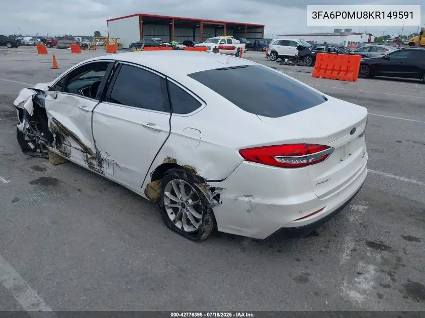 2019 Ford Fusion Hybrid Sel VIN: 3FA6P0MU8KR149591 Lot: 42776395
