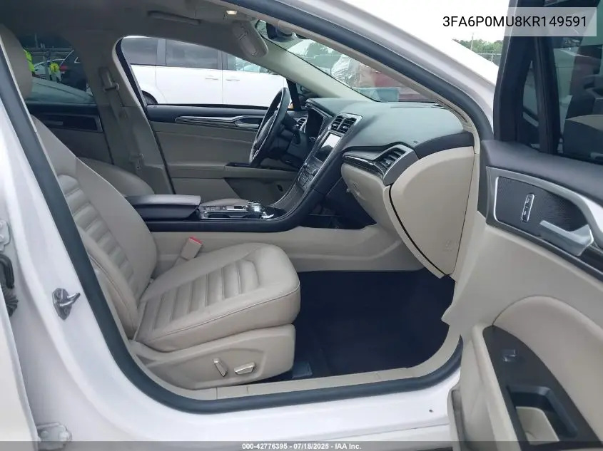 2019 Ford Fusion Hybrid Sel VIN: 3FA6P0MU8KR149591 Lot: 42776395