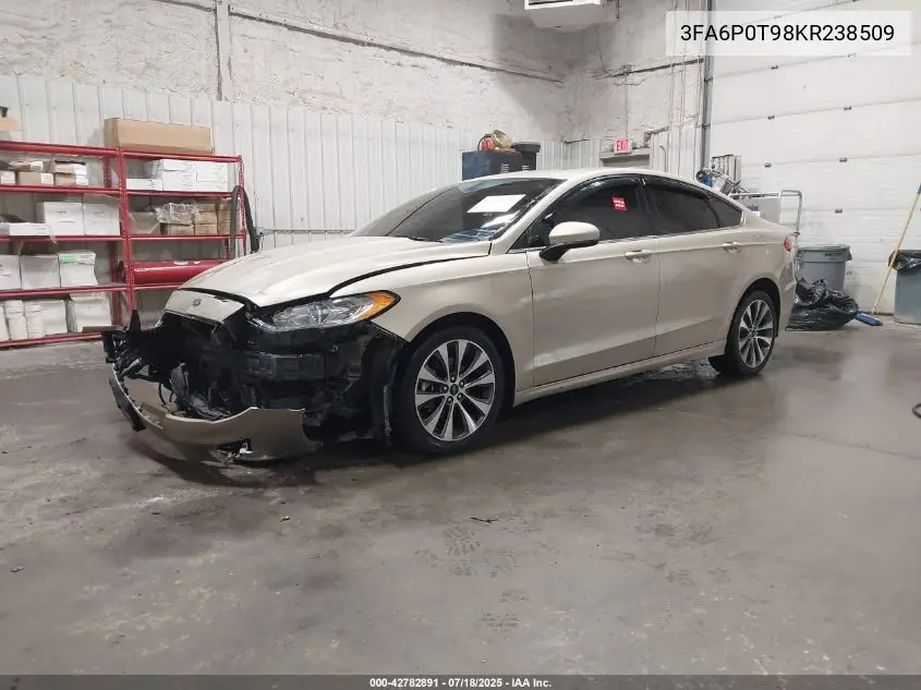 2019 Ford Fusion Se VIN: 3FA6P0T98KR238509 Lot: 42782891